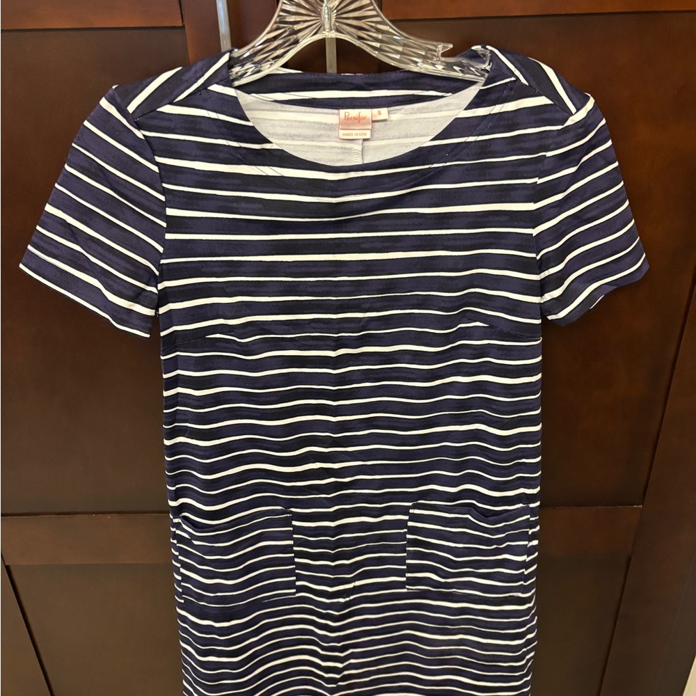 Persifor Navy and White Striped Dress